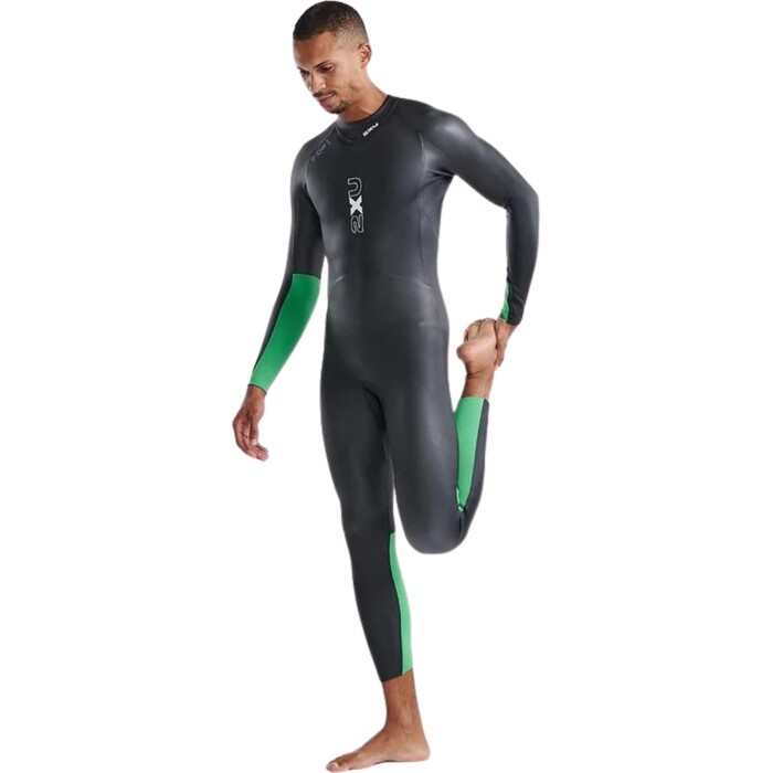 2024 2XU Hommes Propel Open Water Swim Combinaison Noprne MW7144c - Black / Bright Green